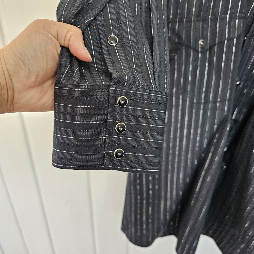 Panhandle Slim Mens 17.5 -36 Black Gold Western Style Cowboy Snap Button Top - Picture 6 of 12